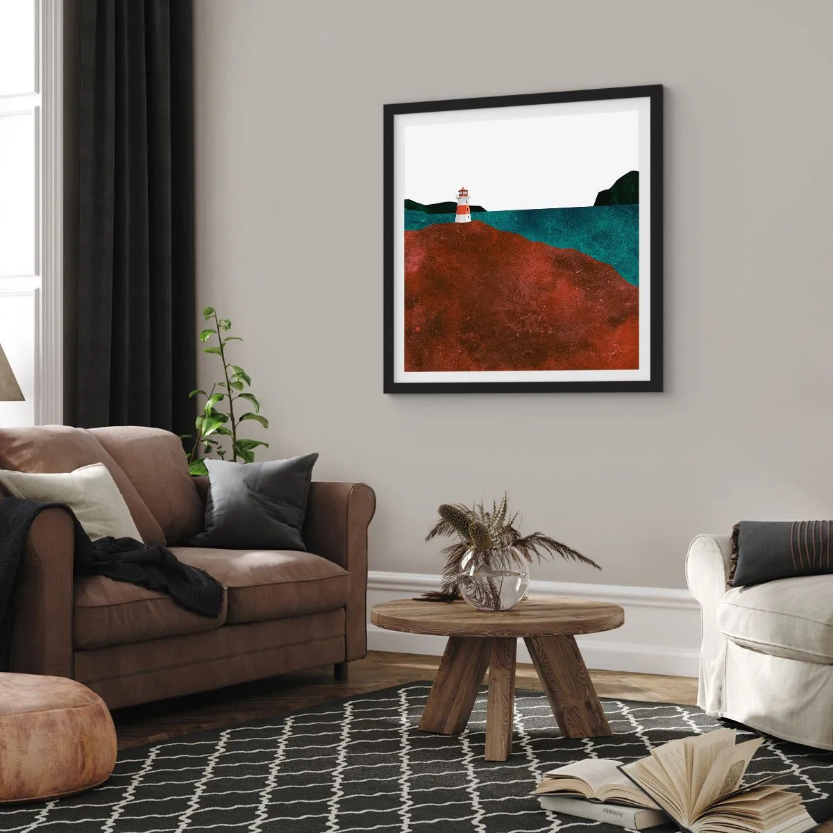 Poster in einem schwarzem Rahmen - Aufs Meer starren - 40x40 cm