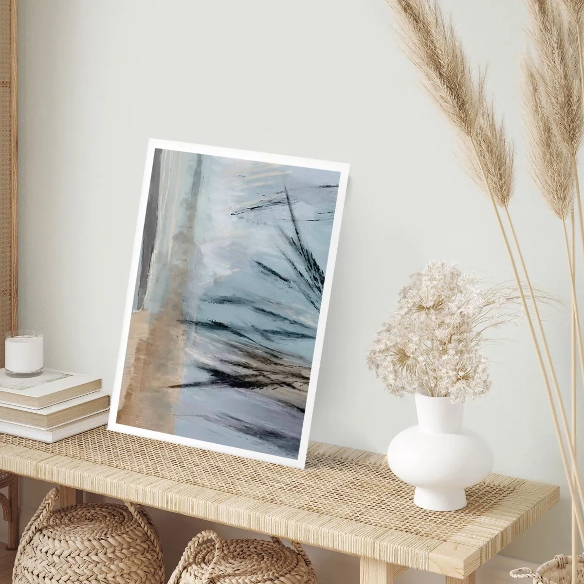 Poster - Eine zarte, von der Natur inspirierte Abstraktion in gedämpften Farben. - 50x70cm - Winterfelder - Moderne Wanddekoration für Wohnzimmer und Schlafzimmer ARTTOR