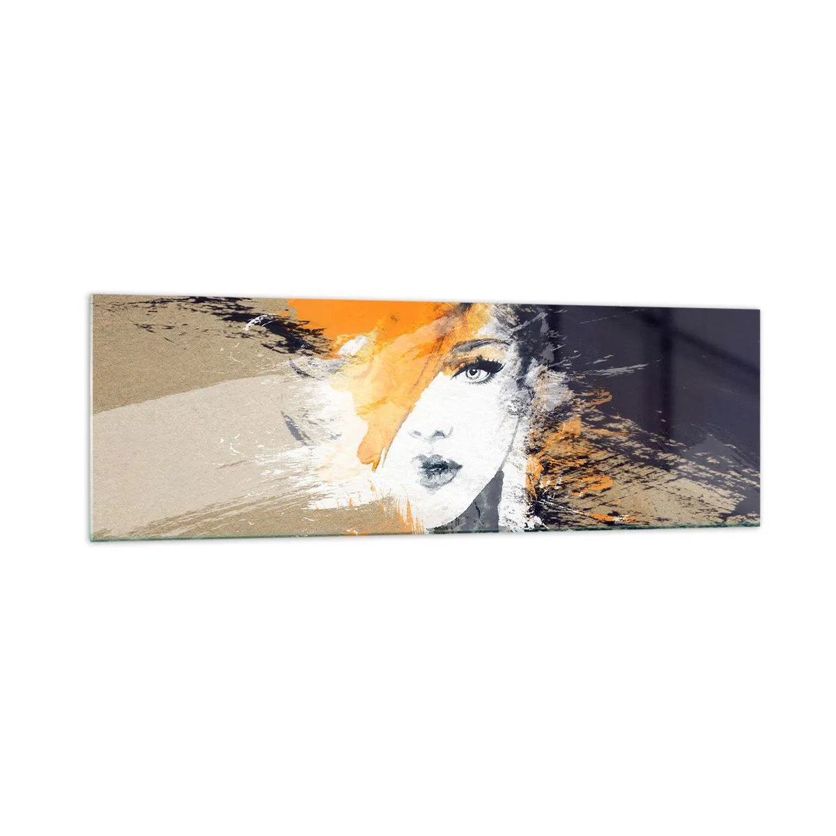 Glasbild - Bild auf glas - Abstraktes Frauenporträt mit intensiven Farben - 160x50cm - Und es ist Licht - Moderne Wanddekoration für Wohnzimmer und Schlafzimmer ARTTOR