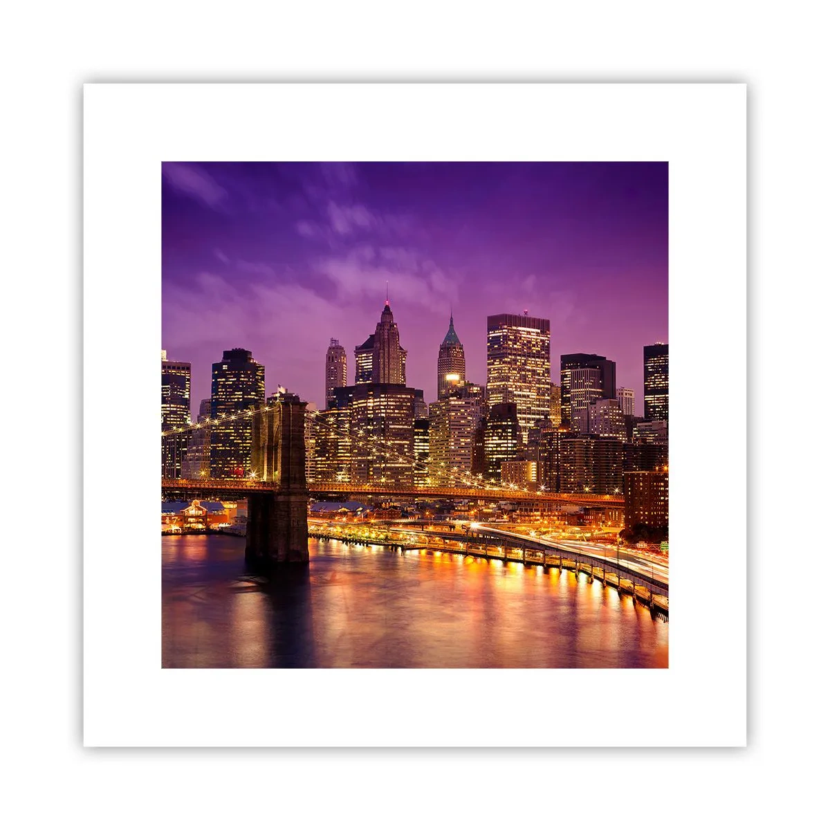Poster - Violett-goldenes Manhathann - 30x30 cm