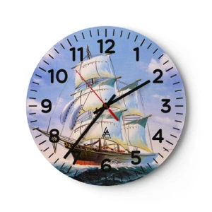 Wanduhr - Glasuhr - Mit Stolz mit dem Wind - 40x40 cm