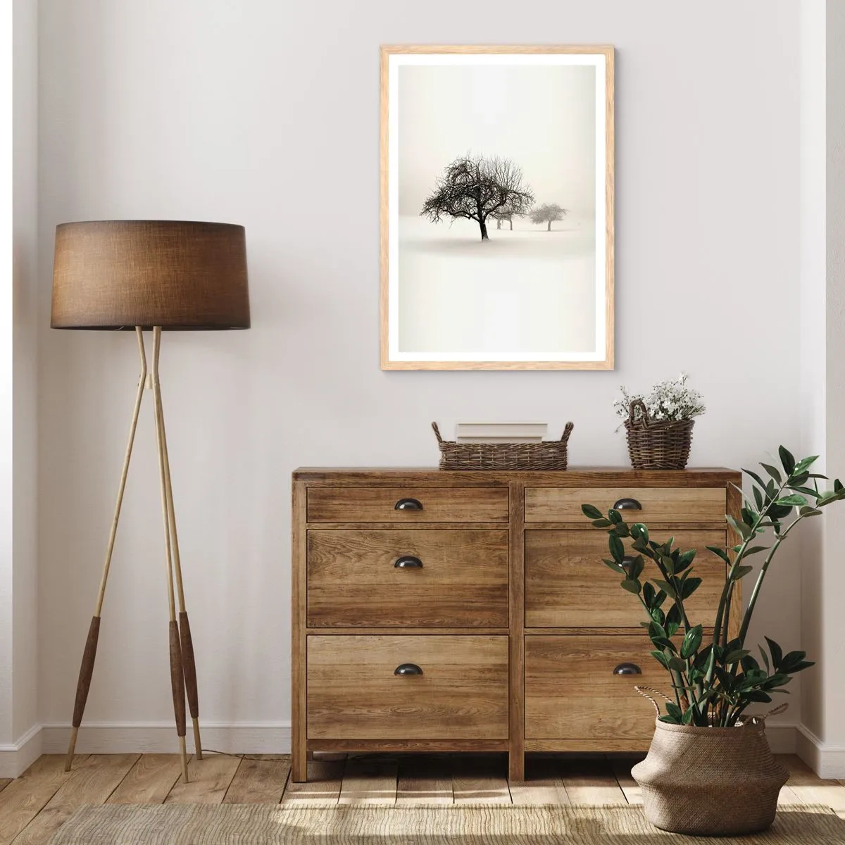 Poster in einem Rahmen aus heller Eiche - Winterschlaf - 70x100 cm