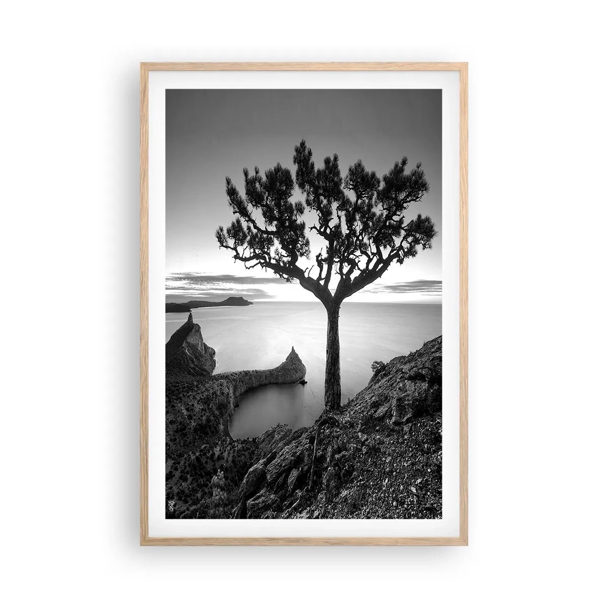 Poster in einem Rahmen aus heller Eiche - Stille bis zum Horizont - 61x91 cm