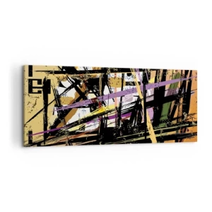 Bild auf Leinwand - Leinwandbild - Abstrakte Linien und Formen auf beigem Hintergrund - 120x50cm - Ein scharfer Schnitt - Moderne Wanddekoration für Wohnzimmer und Schlafzimmer ARTTOR