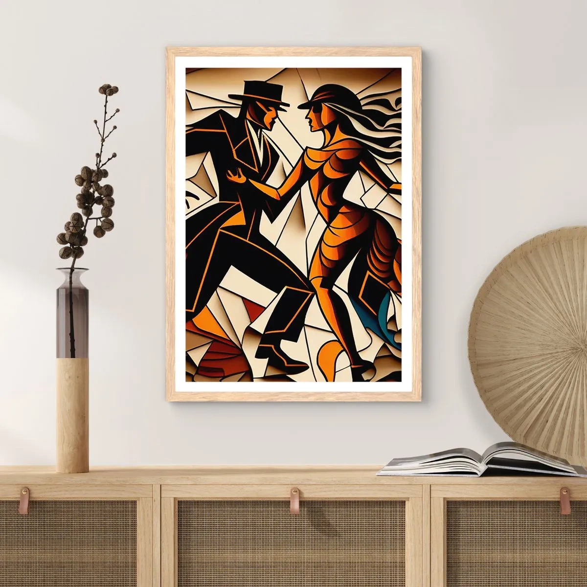 Poster in einem Rahmen aus heller Eiche - Tanz der Passion und Leidenschaft - 61x91 cm