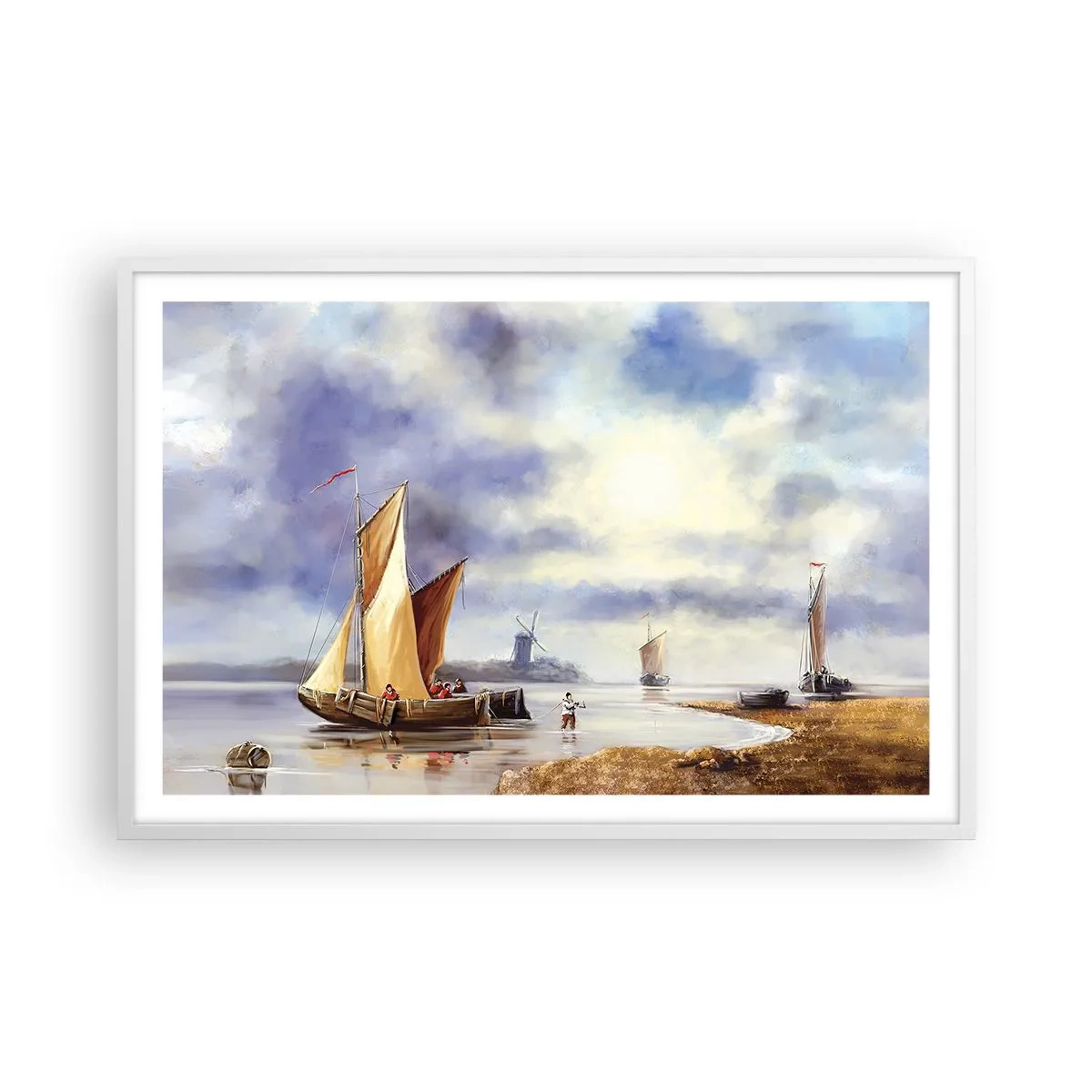Poster in einem weißen Rahmen - Die Rückkehr der Seeleute - 91x61 cm