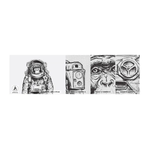 Fototapeten Muster Premium Canvas - Alternative Evolution - Abstraktion, Astronaut, Affe - 100x30 cm