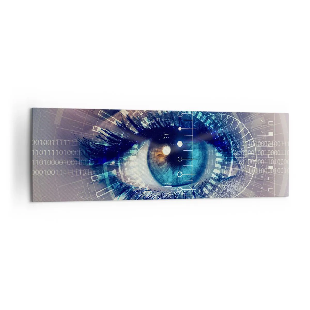 Bild auf Leinwand - Leinwandbild - Ein technologisches Auge mit einer futuristischen Schnittstelle - 160x50cm - Du denkst du kennst mich - Moderne Wanddekoration für Wohnzimmer und Schlafzimmer ARTTOR