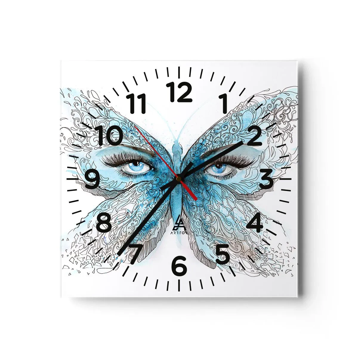 Wanduhr - Glasuhr - Eros Blaumeise - 40x40 cm