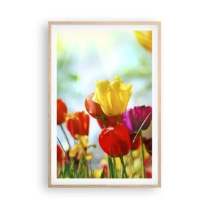 Poster in einem Rahmen aus heller Eiche - Alle Farben der Sonne - 61x91 cm