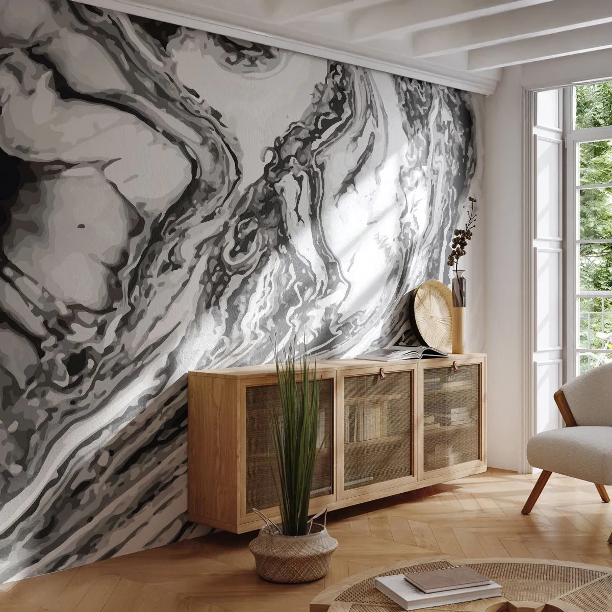 Fototapete Premium Canvas - Am Anfang war Chaos - Abstraktion, Stück, Modernes Muster - 200x140 cm