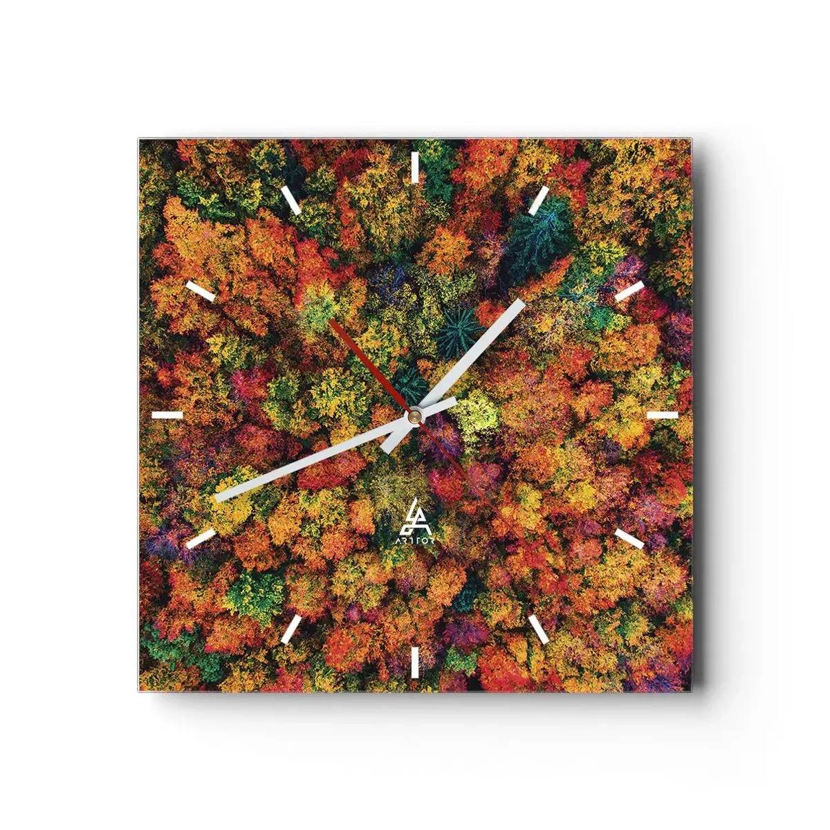 Wanduhr - Glasuhr - Blumenstrauß aus Herbstbäumen - 40x40 cm