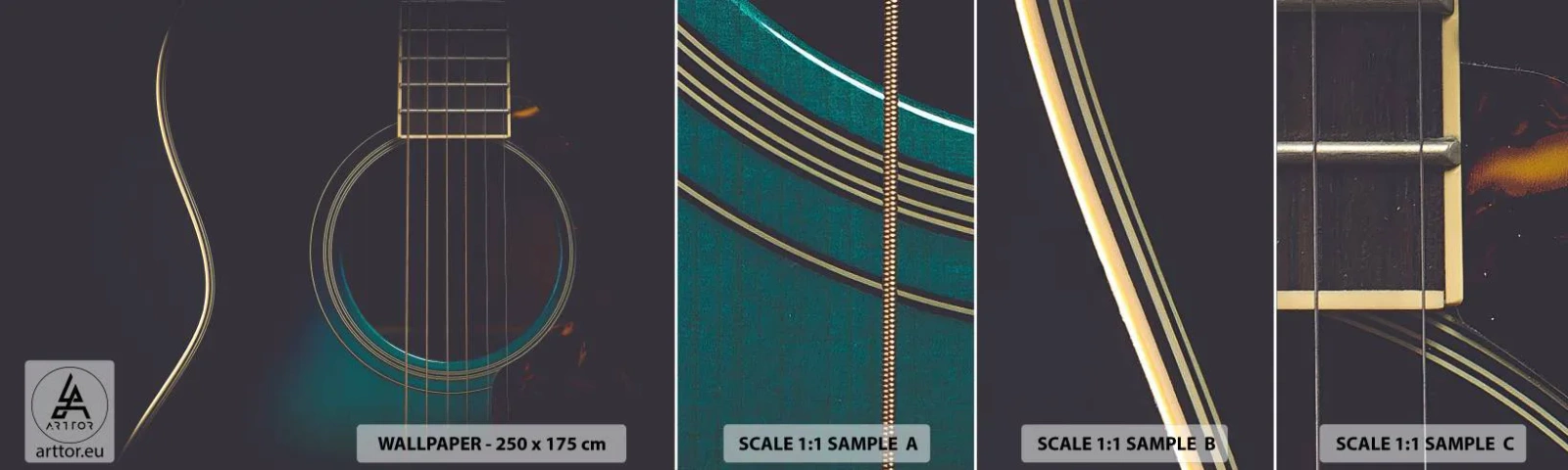 Fototapetenmuster Standard Eco - Einen Moment bevor es ertönt - Gitarre, Musik, Saiten - 100x30 cm