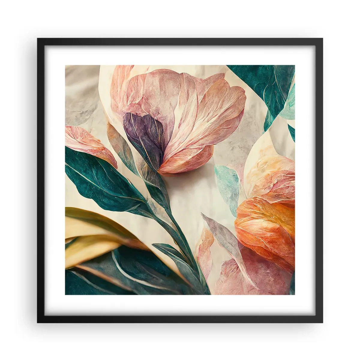 Poster in einem schwarzem Rahmen - Blumen der südlichen Inseln - 50x50 cm