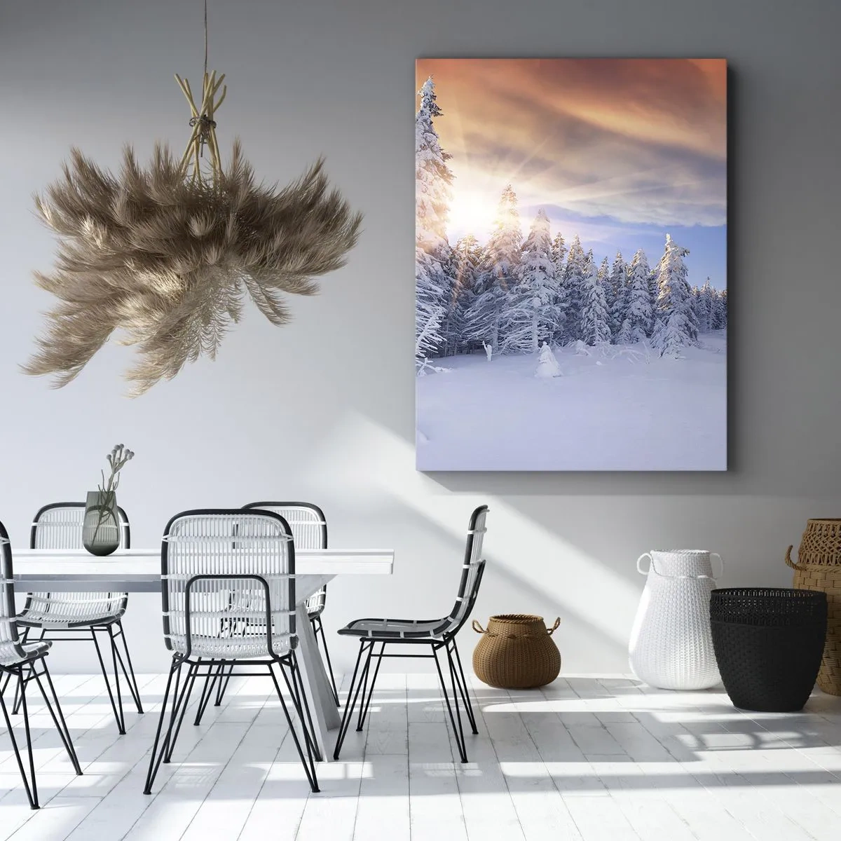 Bild auf Leinwand - Leinwandbild - Ein verschneites Naturschauspiel - 45x80 cm