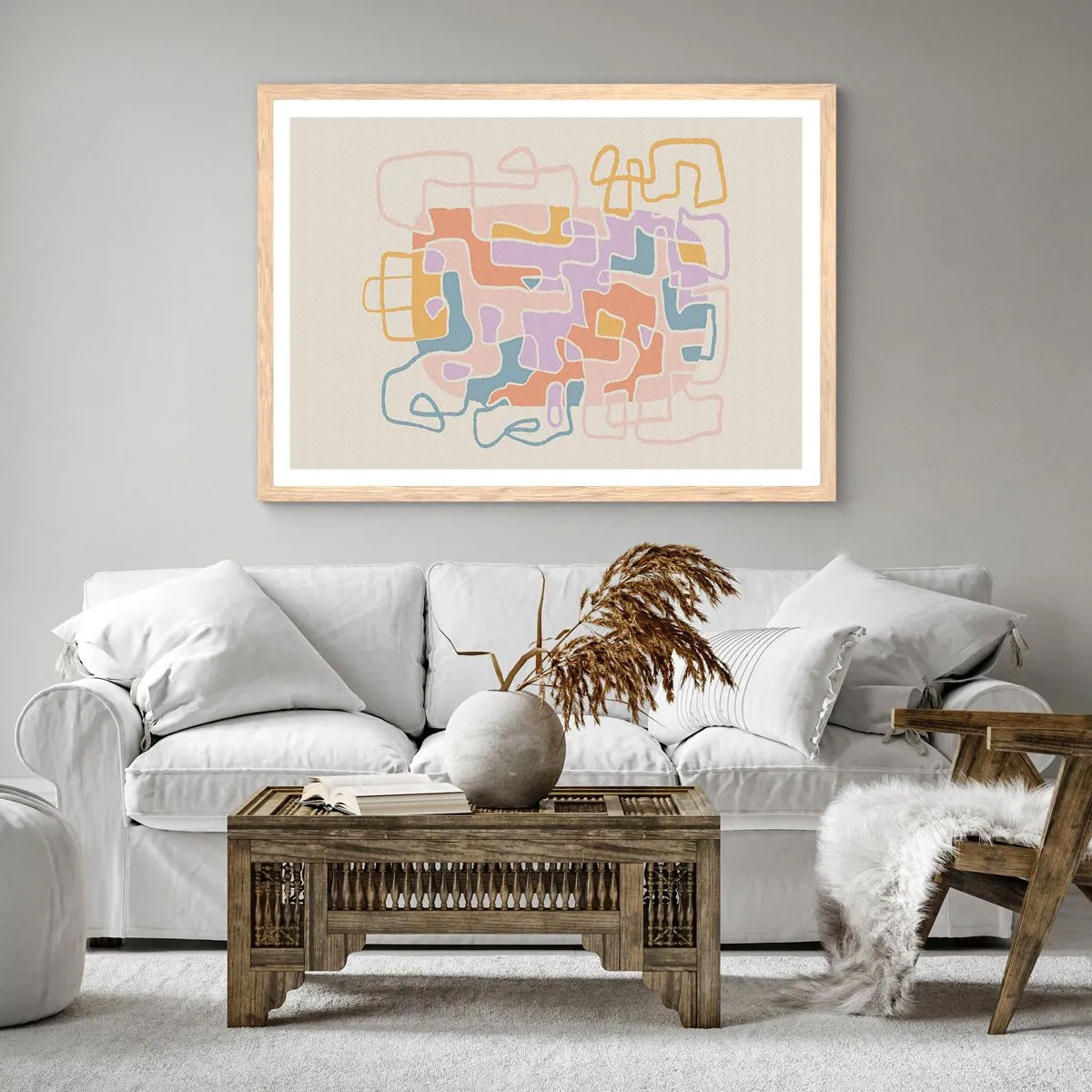 Poster in einem Rahmen aus heller Eiche - Labyrinth – ein freudiges Abenteuer - 50x40 cm