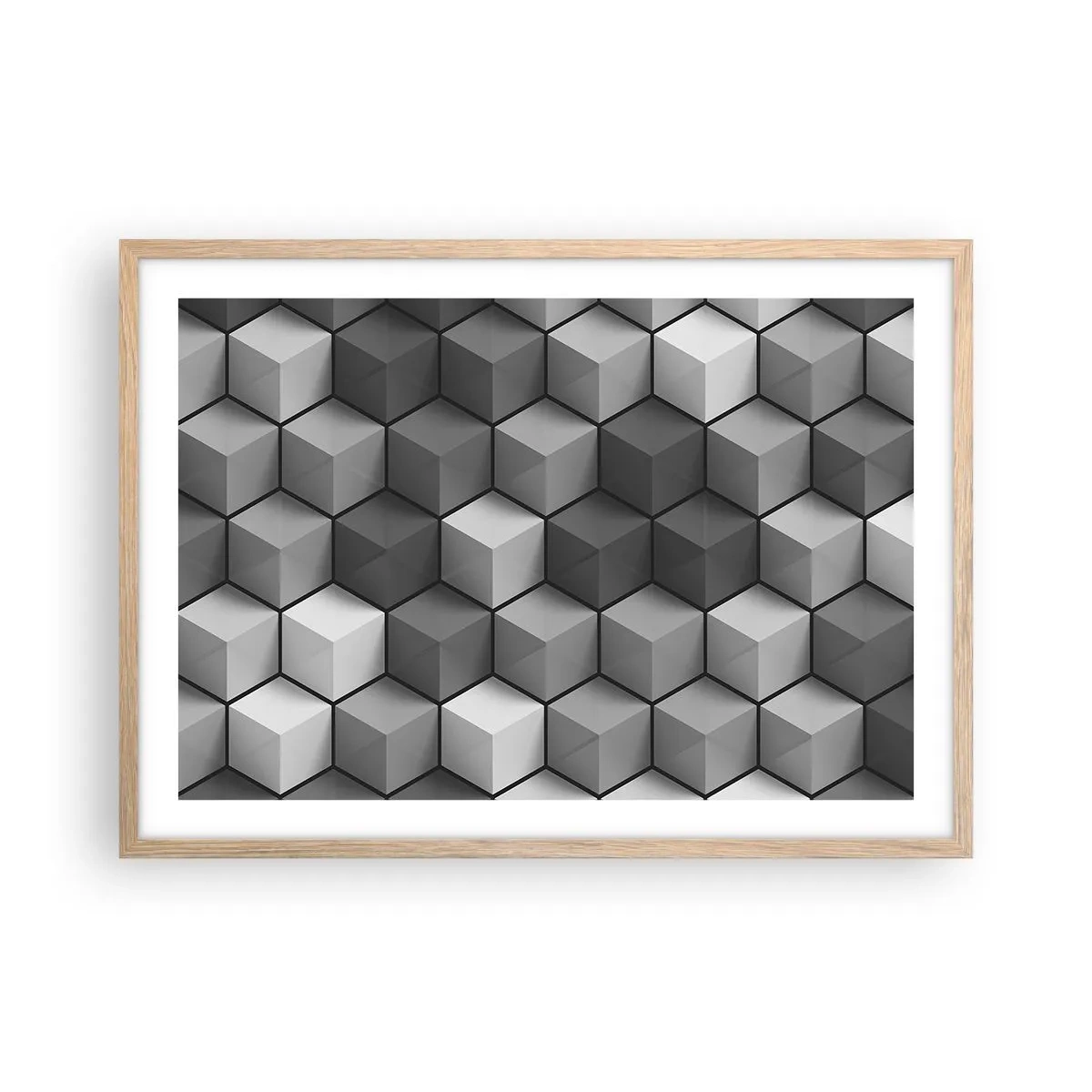 Poster in einem Rahmen aus heller Eiche - Kubistisches Puzzle - 70x50 cm