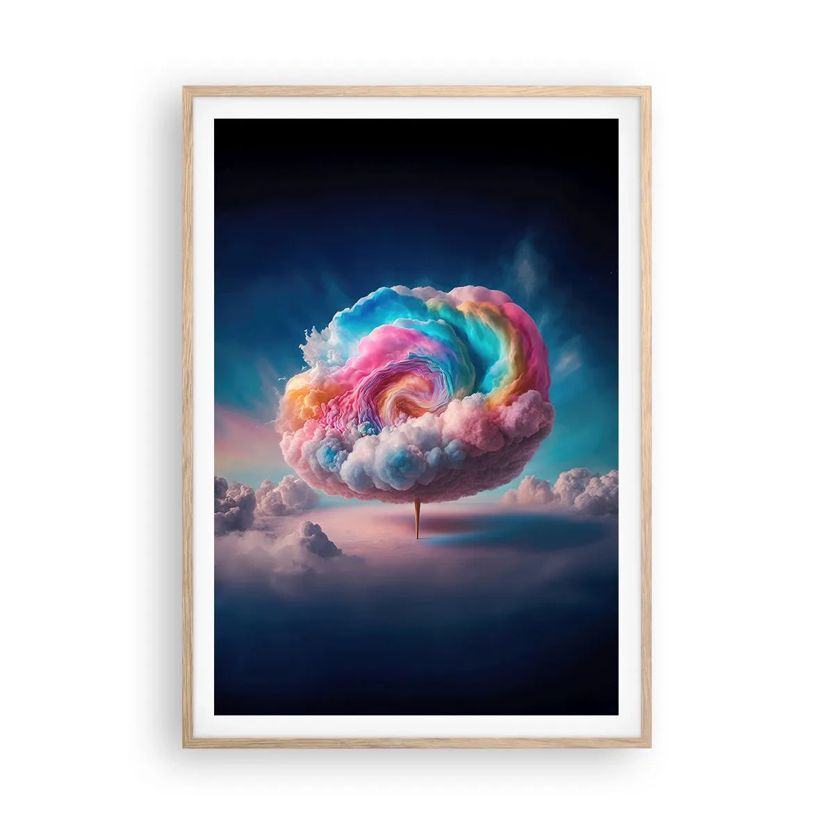 Poster in einem Rahmen aus heller Eiche - Traum von einem Vergnügungspark - 70x100 cm