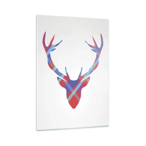 Glasbild - Bild auf glas - Geometrisches Bild eines Hirsches in Pastellfarben - 50x70cm - Schottischer Hirsch - Moderne Wanddekoration für Wohnzimmer und Schlafzimmer ARTTOR