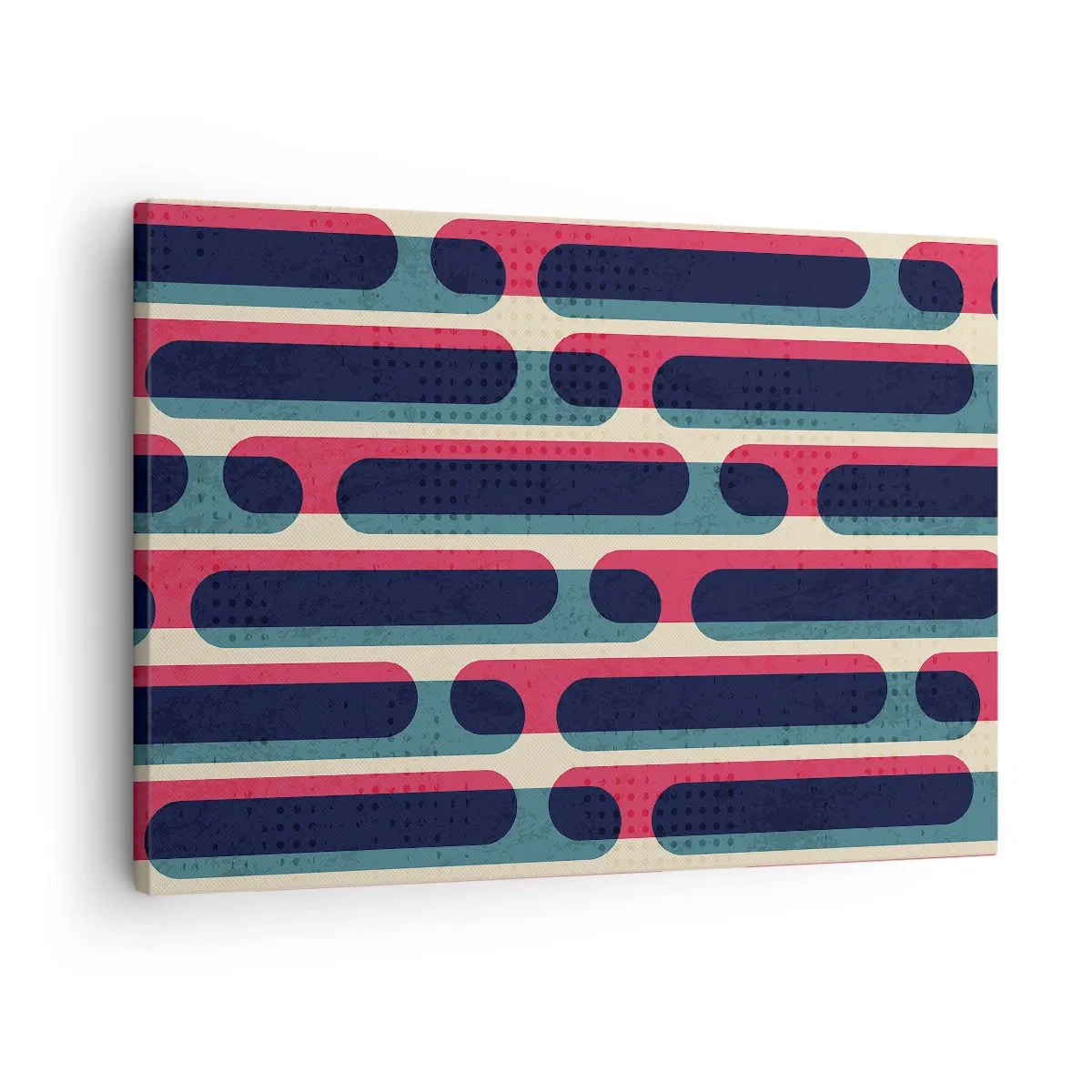 Bild auf Leinwand - Leinwandbild - Geometrisches Retro-Muster mit Pastellfarben - 70x50cm - In die Tiefe und vorwärts - Moderne Wanddekoration für Wohnzimmer und Schlafzimmer ARTTOR