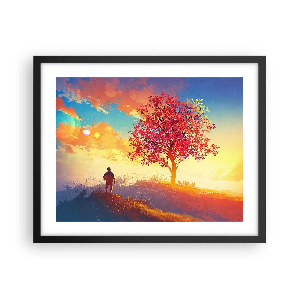 Poster in einem schwarzem Rahmen - Pilger am Ziel - 50x40 cm