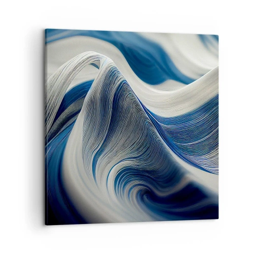 Bild auf Leinwand - Leinwandbild - Fließfähigkeit von Blau und Weiß - 50x50 cm
