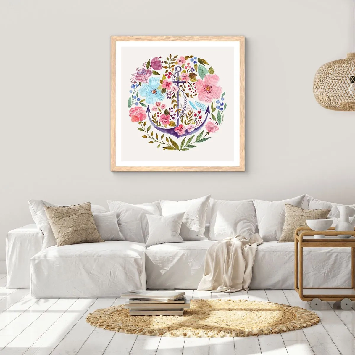 Poster in einem Rahmen aus heller Eiche - Guter Traum eines Seemanns - 60x60 cm