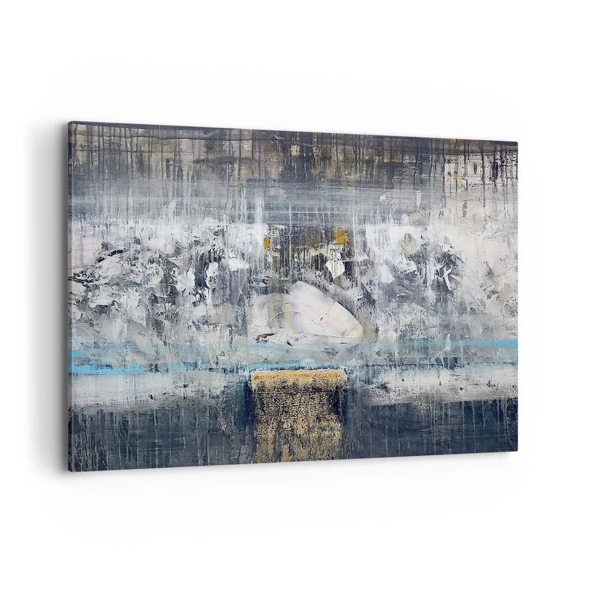 Bild auf Leinwand - Leinwandbild - Abstrakte Komposition in kühlen Tönen - 100x70cm - Wie auf Eis, wie nach Dezember - Moderne Wanddekoration für Wohnzimmer und Schlafzimmer ARTTOR