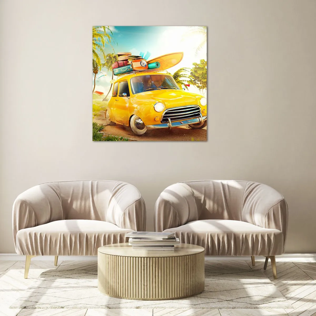 Glasbild - Bild auf glas - Eine Reise für mehr als ein Lächeln - 70x70 cm