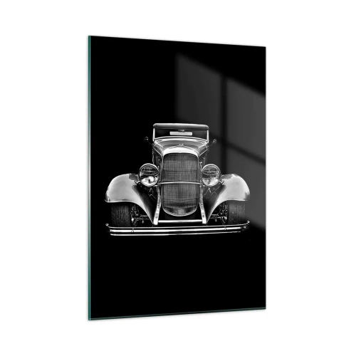 Glasbild - Bild auf glas - Eine Frontalansicht eines Oldtimers im Retro-Stil - 50x70cm - Wahrer Gentleman - Moderne Wanddekoration für Wohnzimmer und Schlafzimmer ARTTOR