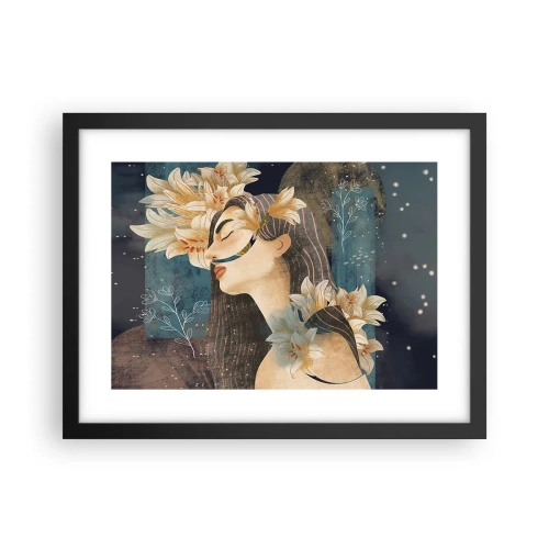 Poster in einem schwarzem Rahmen - Ein Märchen über eine Prinzessin mit Lilien - 40x30 cm