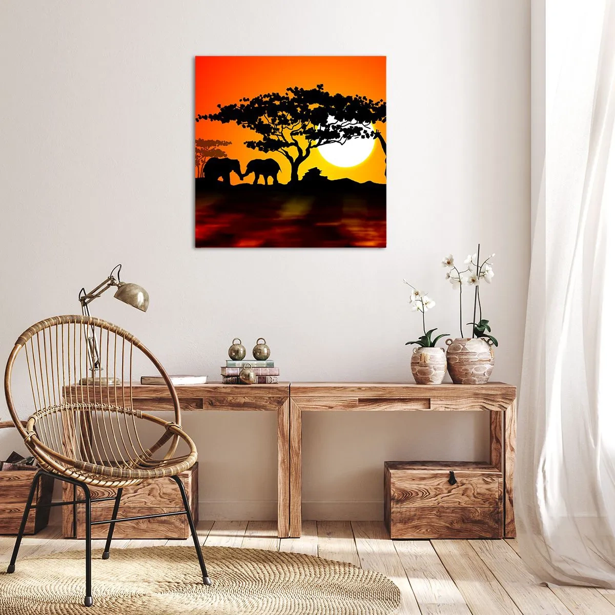 Bild auf Leinwand - Leinwandbild - Treffen in der Savanne - 40x40 cm