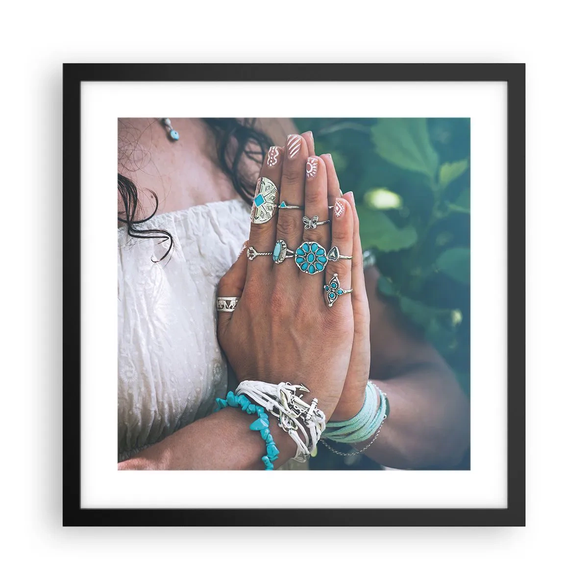 Poster in einem schwarzem Rahmen - Willkommen im Zentrum des Seins - 40x40 cm