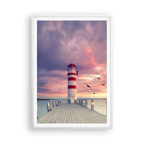 Poster in einem weißen Rahmen - Es ist Zeit zum Hafen zu gehen - 70x100 cm