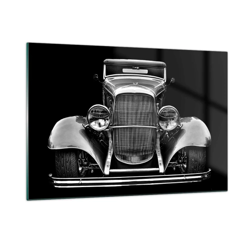 Glasbild - Bild auf glas - Eine Frontalansicht eines Oldtimers im Retro-Stil - 120x80cm - Wahrer Gentleman - Moderne Wanddekoration für Wohnzimmer und Schlafzimmer ARTTOR