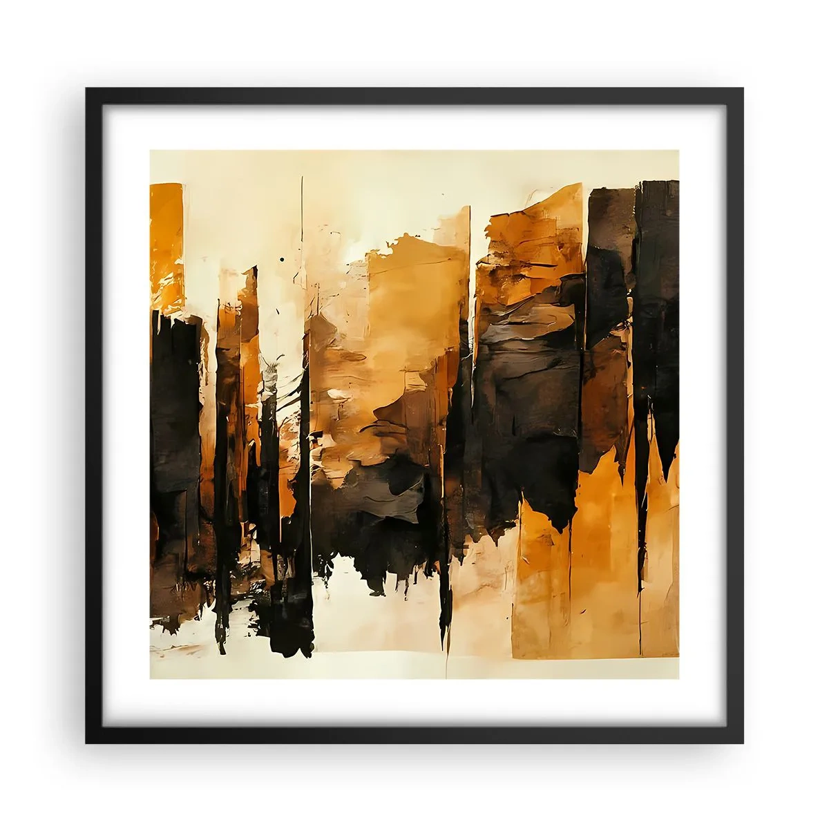 Poster in einem schwarzem Rahmen - Harmonie von Schwarz und Gold - 50x50 cm