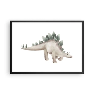 Poster in einem schwarzem Rahmen - Ein süßer Dinosaurier in Pastellfarben - 70x50cm - Euer Freund - Moderne Wanddekoration für Wohnzimmer und Schlafzimmer ARTTOR