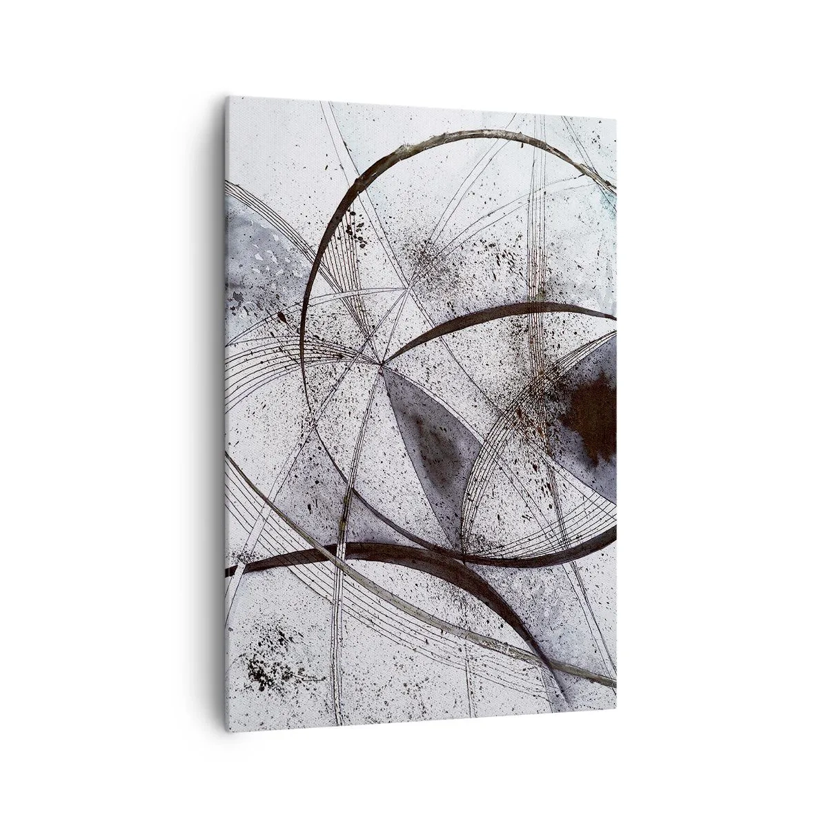 Bild auf Leinwand - Leinwandbild - Abstrakte Linien und Formen in Grau- und Schwarztönen - 70x100cm - Futuristische Fantasie - Moderne Wanddekoration für Wohnzimmer und Schlafzimmer ARTTOR