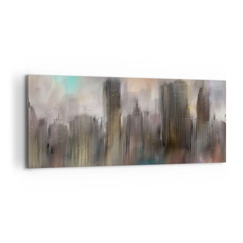 Bild auf Leinwand - Leinwandbild - Eine Komposition aus Stahl, Stein und Nebel - 100x40 cm