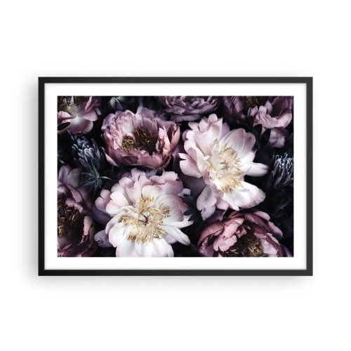 Poster in einem schwarzem Rahmen - Blumen in zarten Pastelltönen - 70x50cm - Blumenstrauß im alten Stil - Moderne Wanddekoration für Wohnzimmer und Schlafzimmer ARTTOR