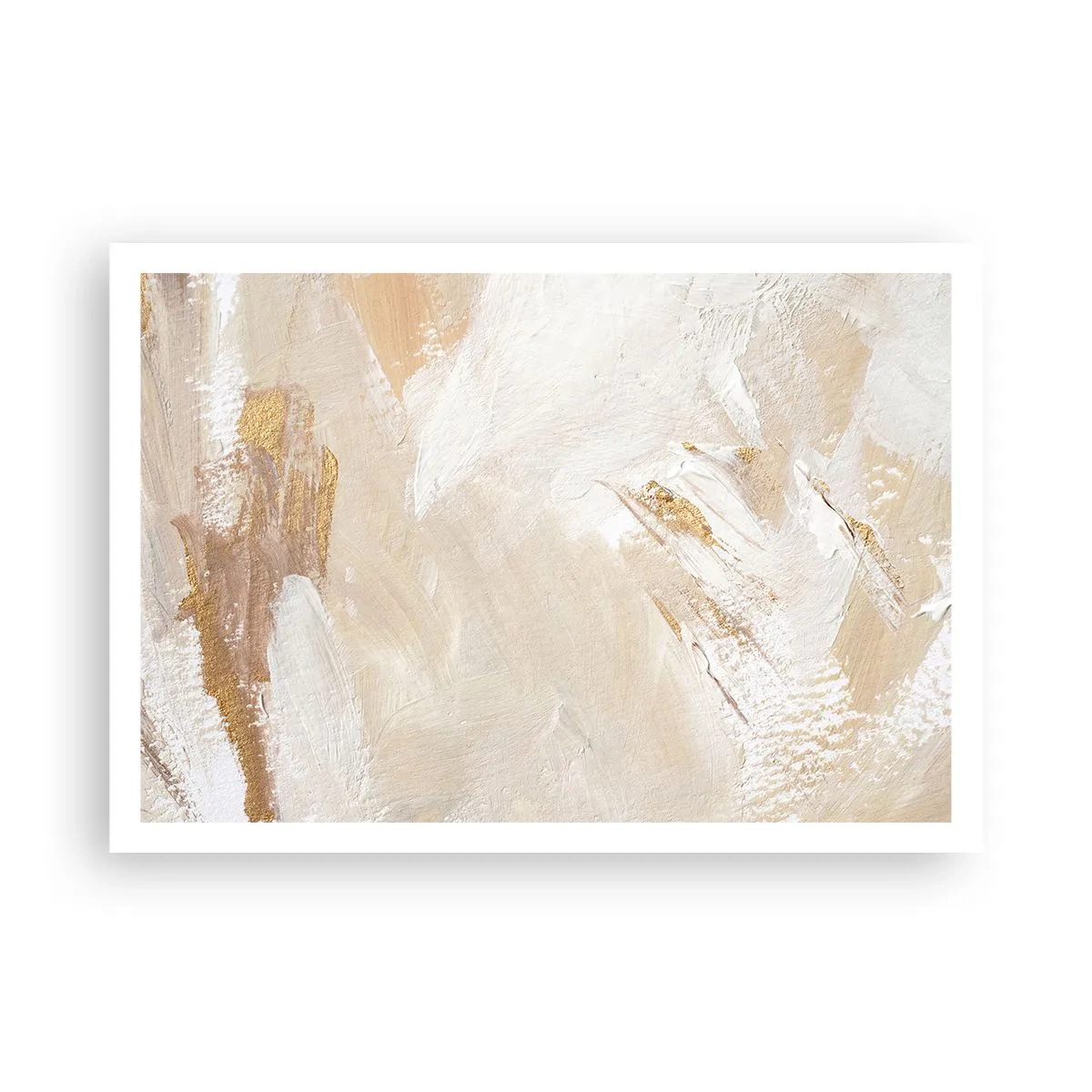 Poster - Zarte abstrakte Töne in Beige- und Goldtönen - 100x70cm - Pastellkomposition - Moderne Wanddekoration für Wohnzimmer und Schlafzimmer ARTTOR