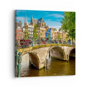 Bild auf Leinwand - Leinwandbild - Frühling am Kanal - 30x30 cm