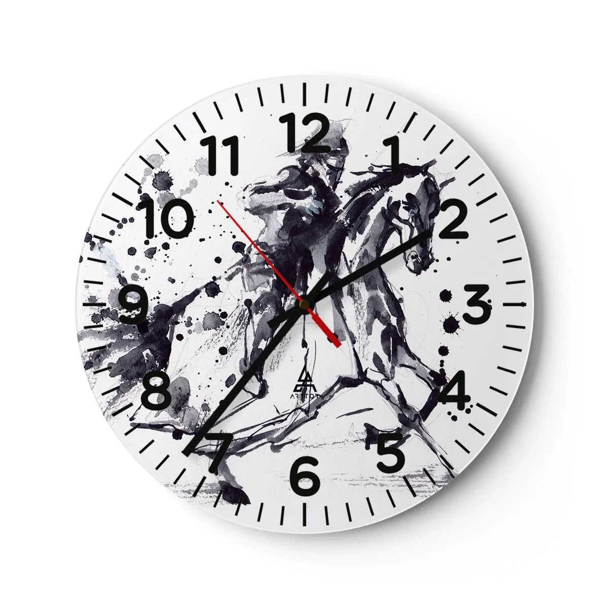 Wanduhr - Glasuhr - Schwarzer Ritter - 40x40 cm