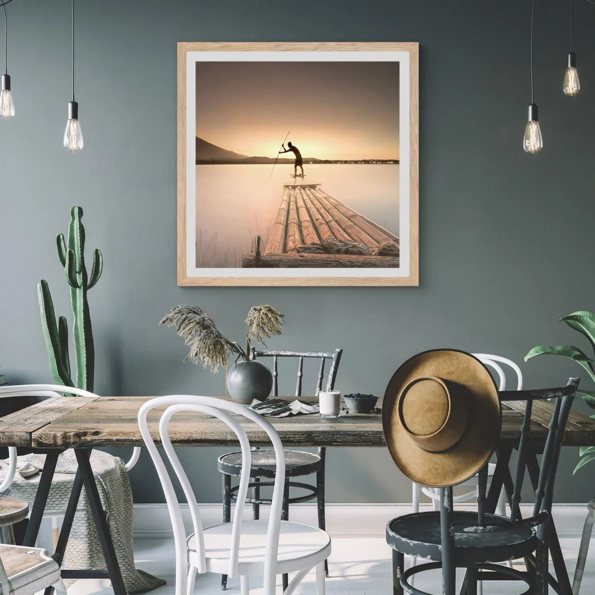 Poster in einem Rahmen aus heller Eiche - Vor dem schlafen gehen - 60x60 cm