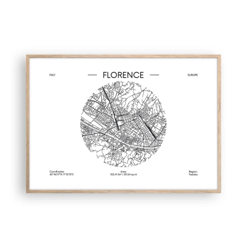 Poster in einem Rahmen aus heller Eiche - Anatomie von Florenz - 100x70 cm
