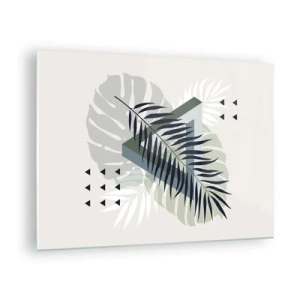 Glasbild - Bild auf glas - Eine moderne geometrische Blattkomposition - 70x50cm - Natur und Geometrie – zwei Ordnungen? - Moderne Wanddekoration für Wohnzimmer und Schlafzimmer ARTTOR