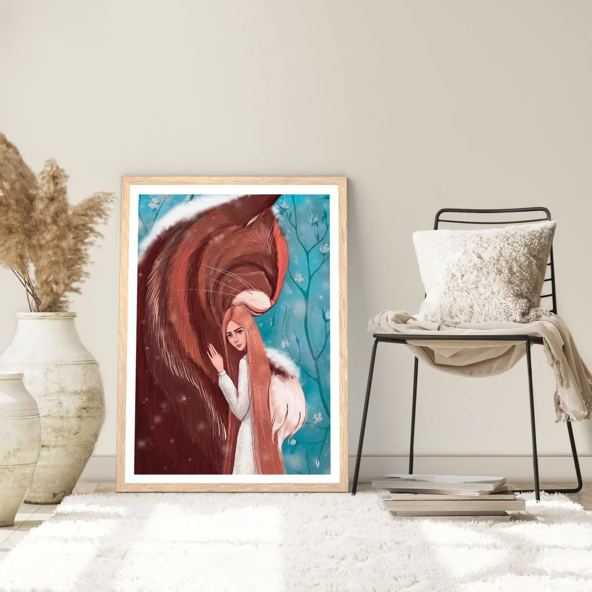Poster in einem Rahmen aus heller Eiche - Willkommen im Märchen - 70x100 cm