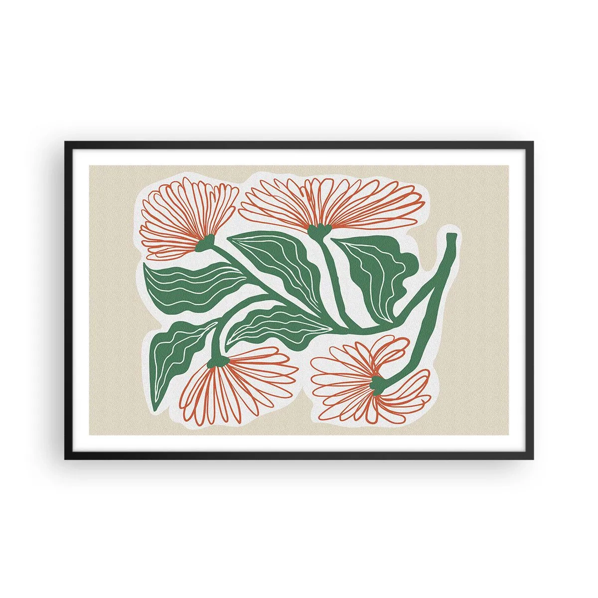 Poster in einem schwarzem Rahmen - Im Folkstil und modern - 91x61 cm