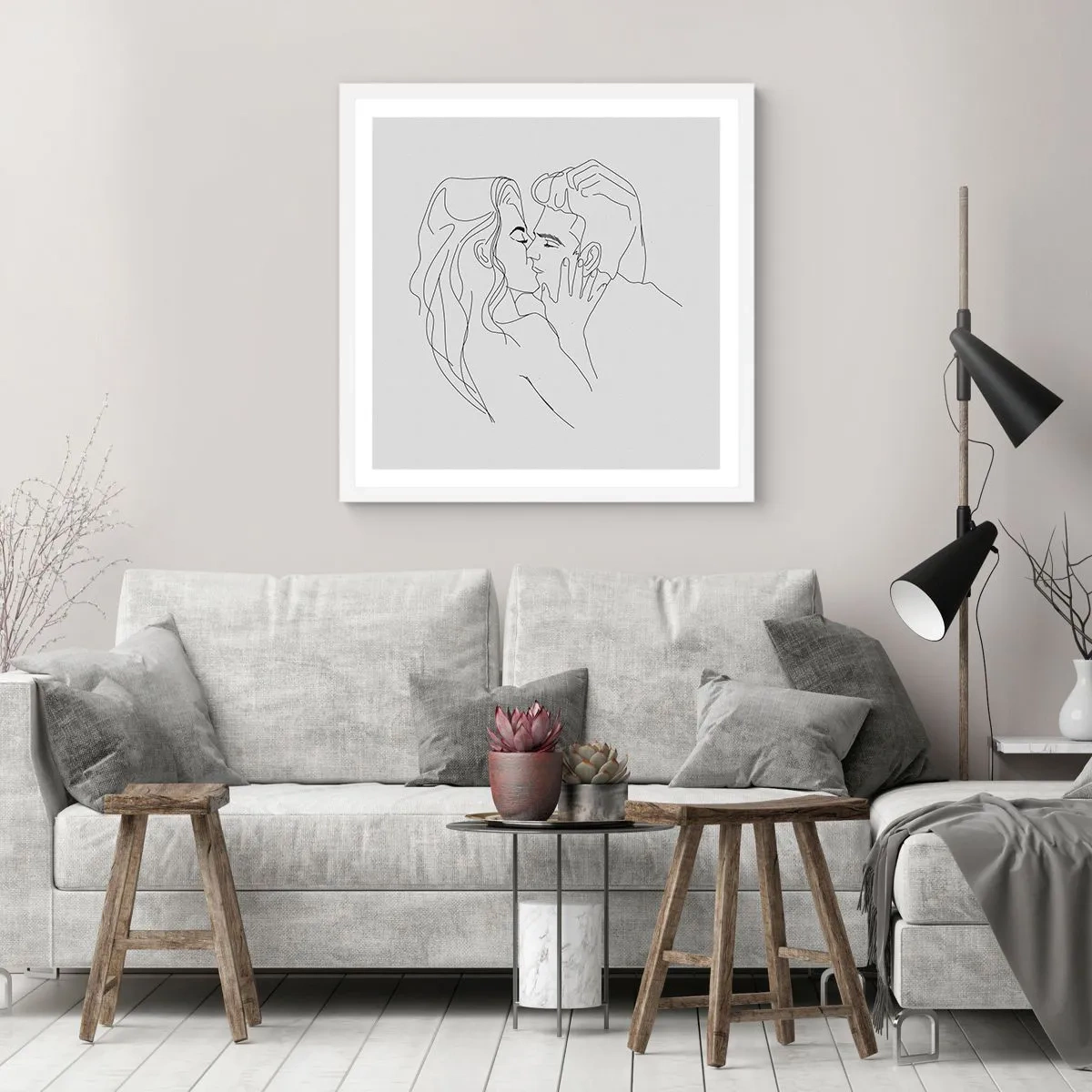 Poster in einem weißen Rahmen - Dieselbe Linie - 40x40 cm