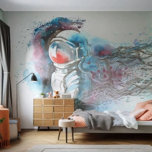 Fototapete Premium Canvas - Allein mit Platz - Astronaut, Kosmonaut, Abstraktion - 450x315 cm